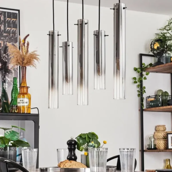 hofstein Suspension Caimitte Clair, Fumé, 5 lumières* Lampes Modernes