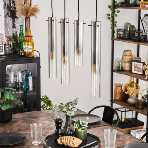 hofstein Suspension Caimitte Clair, Fumé, 4 lumières* Lampes Modernes