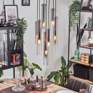 hofstein Suspension Caimitte Noir, 7 lumières* Lampes Modernes