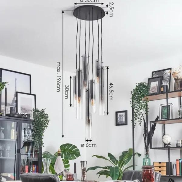hofstein Suspension Caimitte Noir, 7 lumières* Lampes Modernes