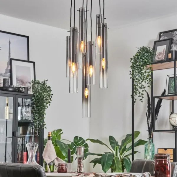 hofstein Suspension Caimitte Noir, 7 lumières* Lampes Modernes