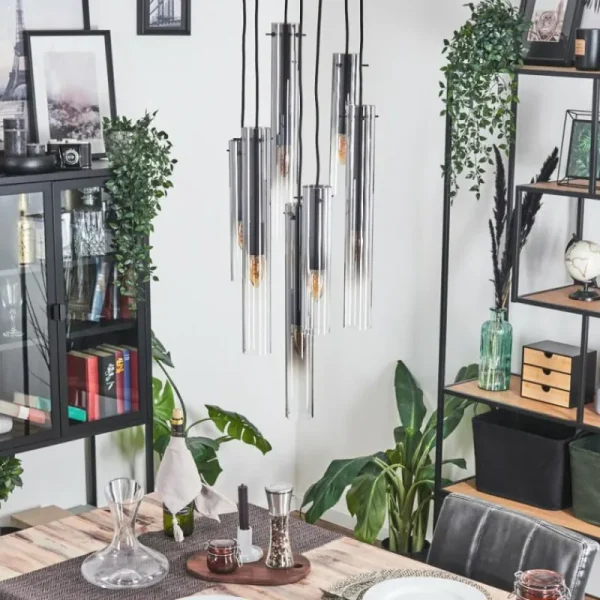 hofstein Suspension Caimitte Noir, 7 lumières* Lampes Modernes