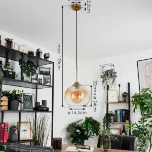 hofstein Suspension Calapa Laiton, 1 lumière* Lampes En Verre