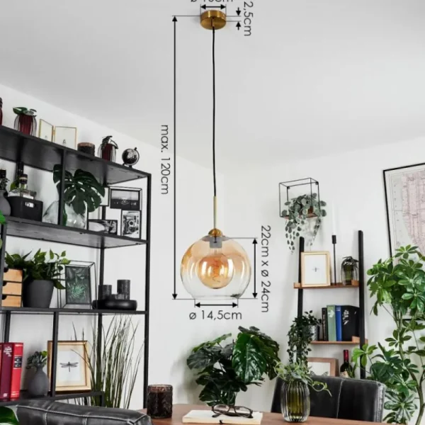 hofstein Suspension Calapa Laiton, 1 lumière* Lampes En Verre
