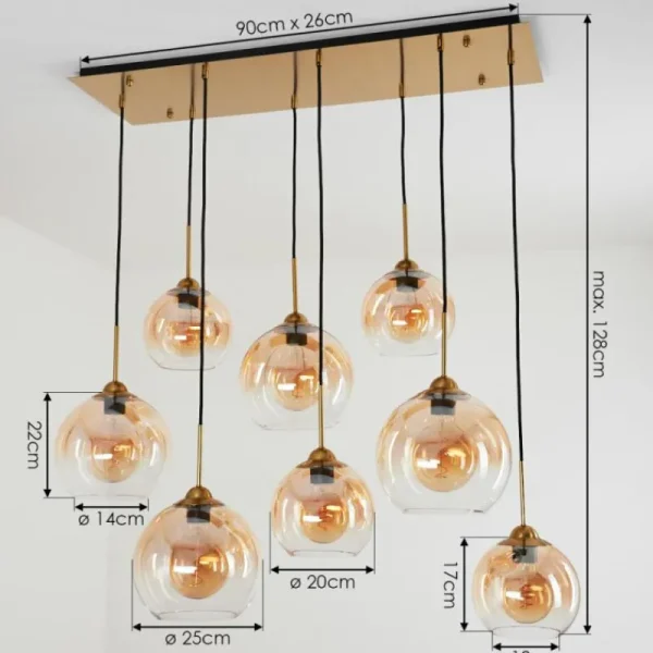 hofstein Suspension Calapa Laiton, 8 lumières* Lampes En Verre