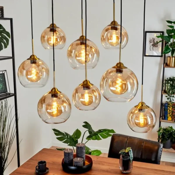 hofstein Suspension Calapa Laiton, 8 lumières* Lampes En Verre