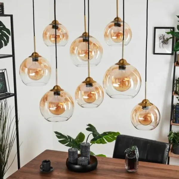 hofstein Suspension Calapa Laiton, 8 lumières* Lampes En Verre