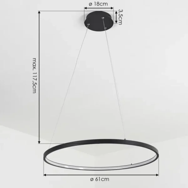 hofstein Suspension Calcium LED Noir, 1 lumière* Lampes Modernes