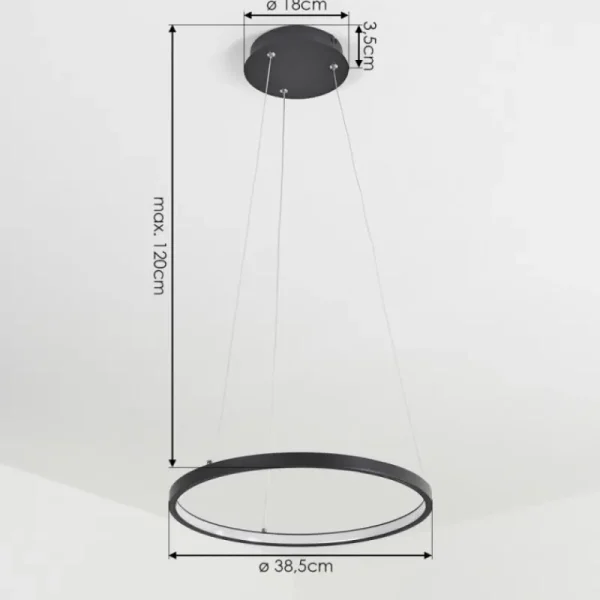 hofstein Suspension Calcium LED Noir, 1 lumière* Lampes Modernes