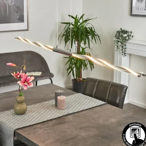 hofstein Suspension Carmacks LED Chrome, 4 lumières* Lampes Modernes