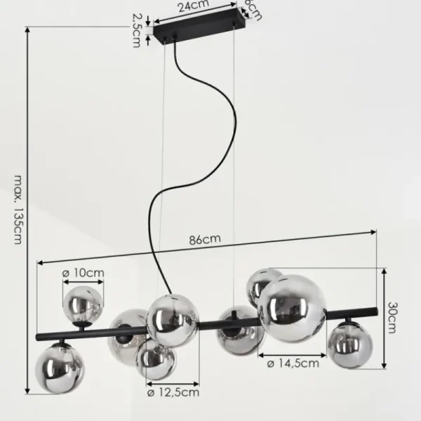 hofstein Suspension Chehalis LED Noir, 9 lumières* Lampes Modernes