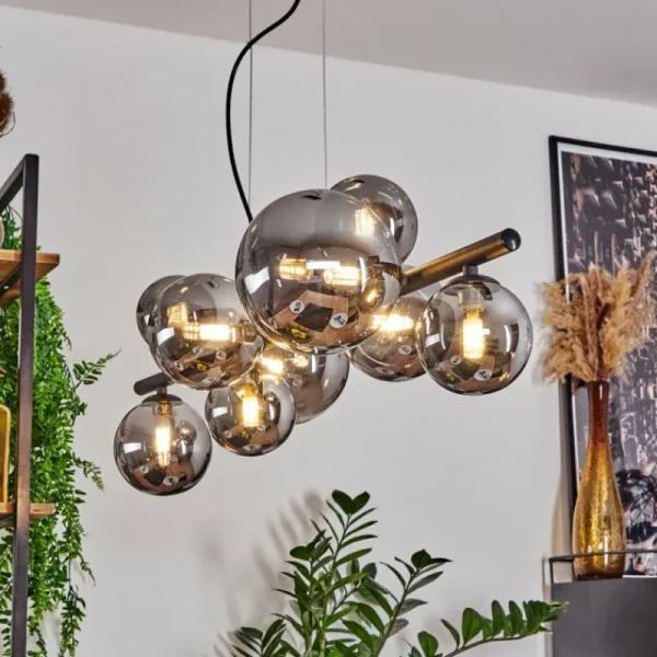 hofstein Suspension Chehalis LED Noir, 9 lumières* Lampes Modernes