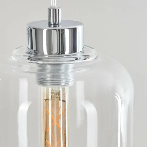 hofstein Suspension Chiedent Chrome, 3 lumières* Lampes En Verre