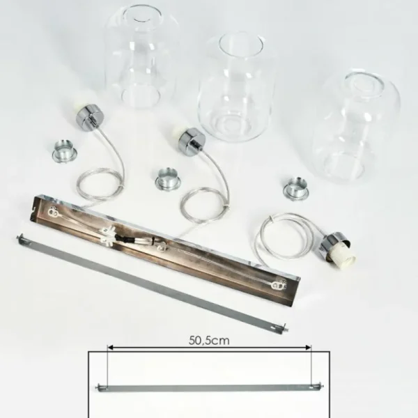 hofstein Suspension Chiedent Chrome, 3 lumières* Lampes En Verre