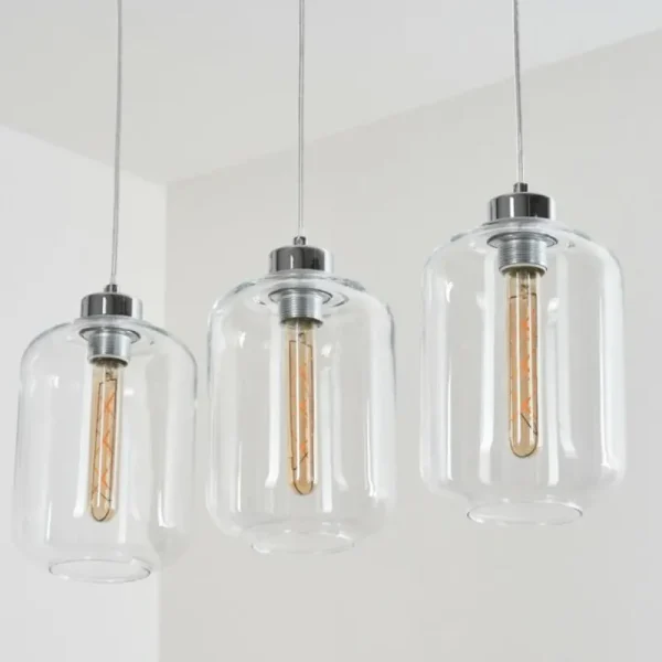 hofstein Suspension Chiedent Chrome, 3 lumières* Lampes En Verre