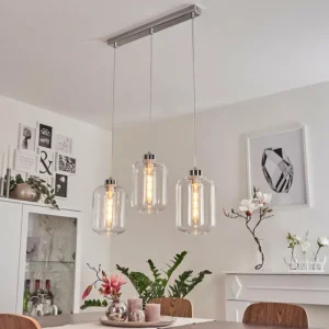 hofstein Suspension Chiedent Chrome, 3 lumières* Lampes En Verre
