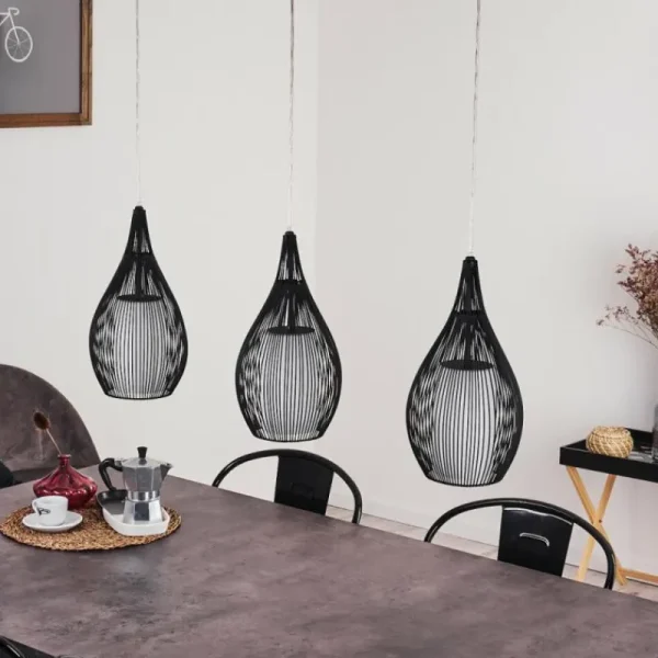 hofstein Suspension Chipoc Noir, 3 lumières* Lampes En Verre
