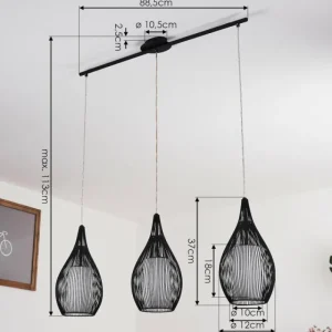 hofstein Suspension Chipoc Noir, 3 lumières* Lampes En Verre