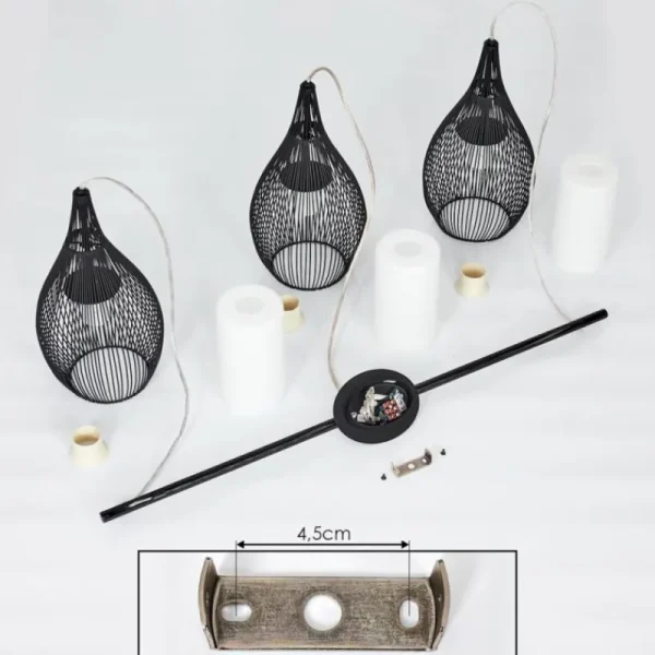 hofstein Suspension Chipoc Noir, 3 lumières* Lampes En Verre