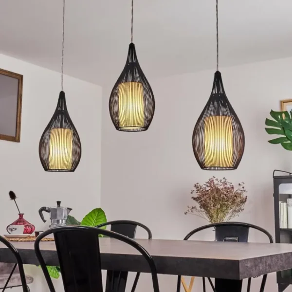 hofstein Suspension Chipoc Noir, 3 lumières* Lampes En Verre