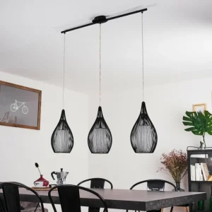 hofstein Suspension Chipoc Noir, 3 lumières* Lampes En Verre