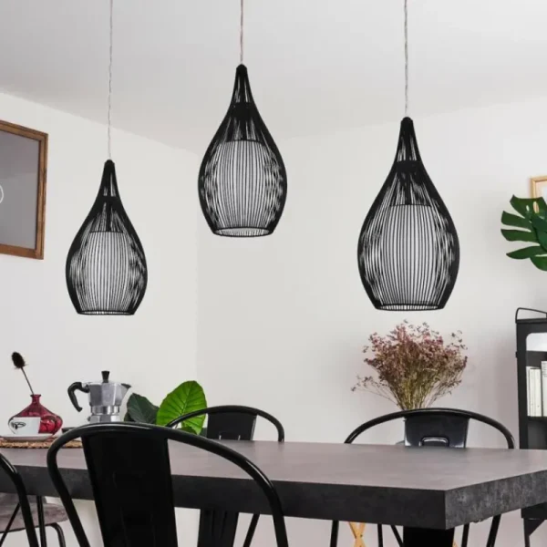 hofstein Suspension Chipoc Noir, 3 lumières* Lampes En Verre