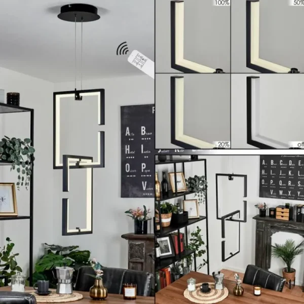 hofstein Suspension Chlak LED Noir, 2 lumières, Télécommandes* Lampes Modernes