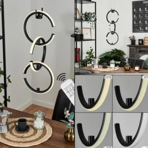 hofstein Suspension Chlak LED Noir, 3 lumières, Télécommandes* Lampes Modernes