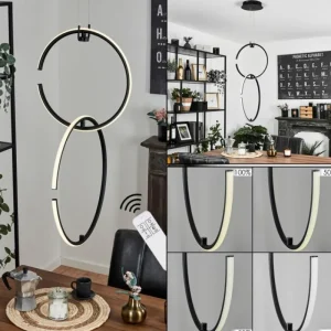 hofstein Suspension Chlak LED Noir, 2 lumières, Télécommandes* Lampes Modernes