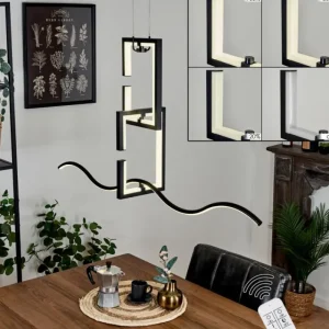 hofstein Suspension Chlak LED Noir, 3 lumières, Télécommandes* Lampes Modernes