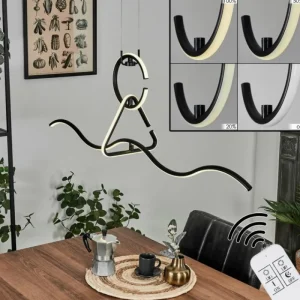 hofstein Suspension Chlak LED Noir, 3 lumières, Télécommandes* Lampes Modernes