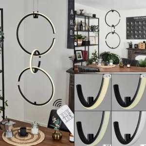 hofstein Suspension Chlak LED Noir, 3 lumières, Télécommandes* Lampes Modernes