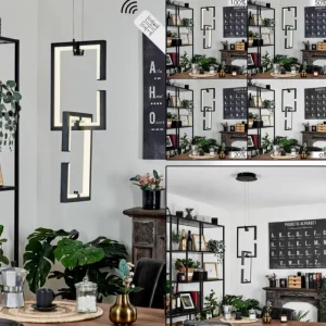 hofstein Suspension Chlak LED Noir, 2 lumières, Télécommandes* Lampes Modernes