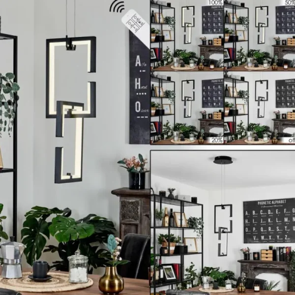 hofstein Suspension Chlak LED Noir, 2 lumières, Télécommandes* Lampes Modernes