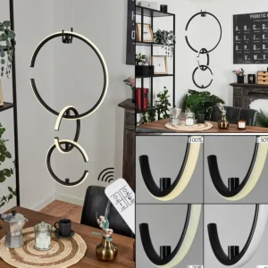 hofstein Suspension Chlak LED Noir, 3 lumières, Télécommandes* Lampes Modernes