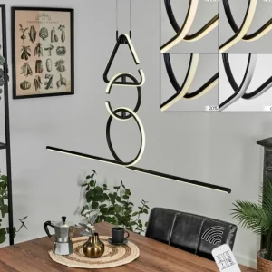 hofstein Suspension Chlak LED Noir, 3 lumières, Télécommandes* Lampes Modernes