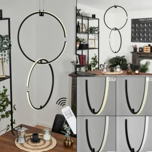 hofstein Suspension Chlak LED Noir, 2 lumières, Télécommandes* Lampes Modernes