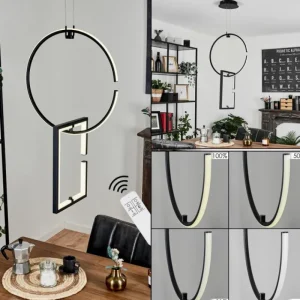 hofstein Suspension Chlak LED Noir, 2 lumières, Télécommandes* Lampes Modernes