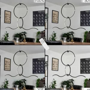 hofstein Suspension Chlak LED Noir, 3 lumières, Télécommandes* Lampes Modernes