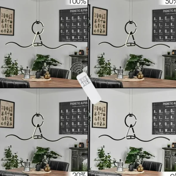 hofstein Suspension Chlak LED Noir, 3 lumières, Télécommandes* Lampes Modernes