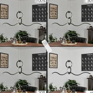 hofstein Suspension Chlak LED Noir, 3 lumières, Télécommandes* Lampes Modernes