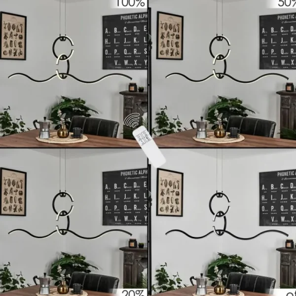 hofstein Suspension Chlak LED Noir, 3 lumières, Télécommandes* Lampes Modernes