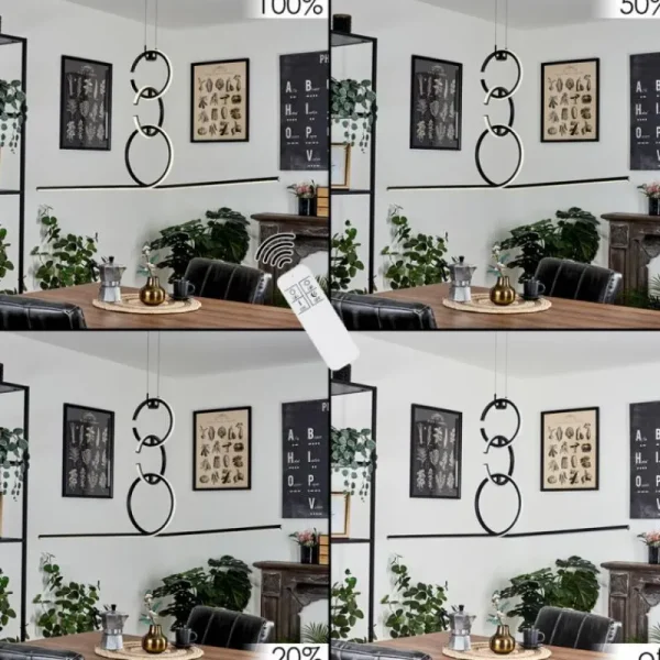 hofstein Suspension Chlak LED Noir, 3 lumières, Télécommandes* Lampes Modernes