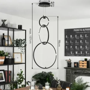 hofstein Suspension Chlak LED Noir, 3 lumières, Télécommandes* Lampes Modernes