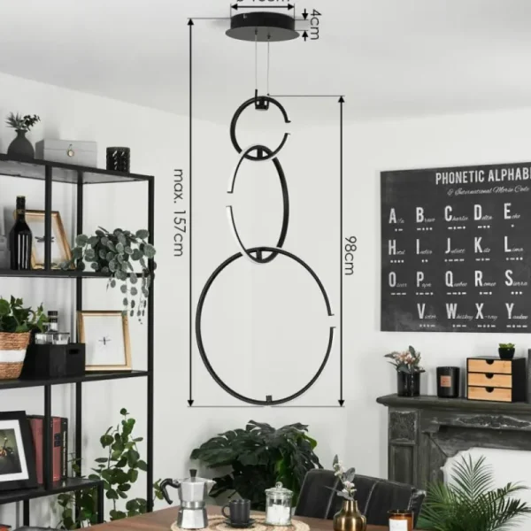 hofstein Suspension Chlak LED Noir, 3 lumières, Télécommandes* Lampes Modernes