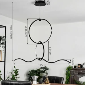 hofstein Suspension Chlak LED Noir, 3 lumières, Télécommandes* Lampes Modernes