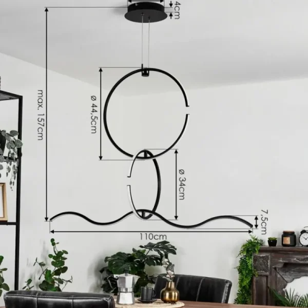 hofstein Suspension Chlak LED Noir, 3 lumières, Télécommandes* Lampes Modernes
