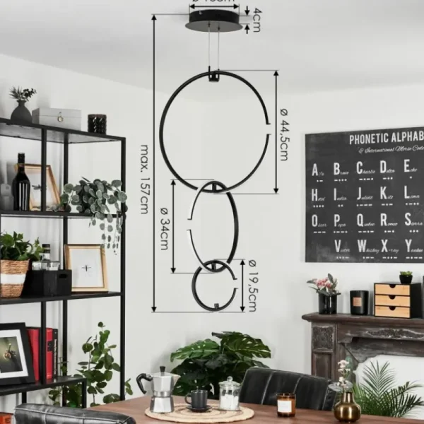 hofstein Suspension Chlak LED Noir, 3 lumières, Télécommandes* Lampes Modernes