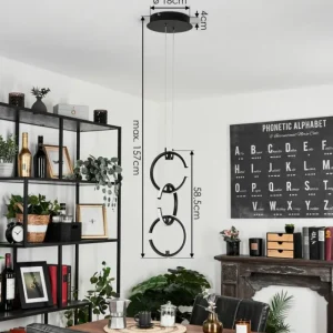 hofstein Suspension Chlak LED Noir, 3 lumières, Télécommandes* Lampes Modernes