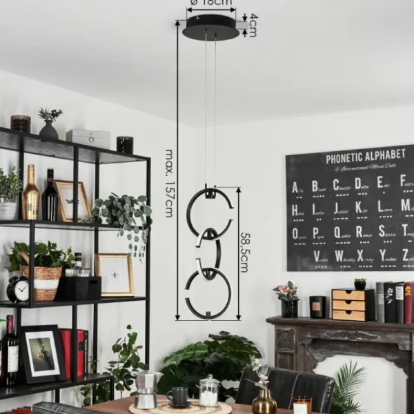 hofstein Suspension Chlak LED Noir, 3 lumières, Télécommandes* Lampes Modernes
